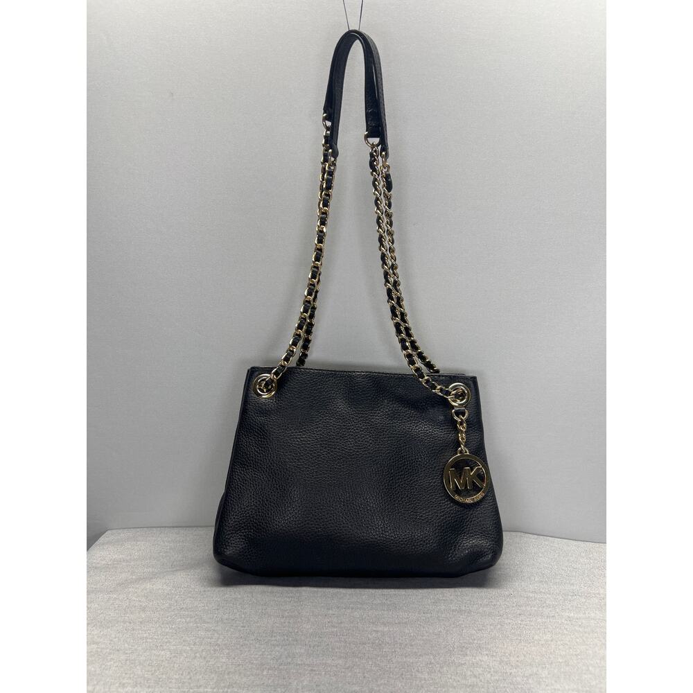 Michael Kors Jet Set Medium Black Pebbled Leather Crossbody Bag